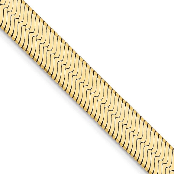 Auriga Fine Jewelry 10K Yellow Gold 6.5 mm Silky Herringbone Chain Necklace for Women 16"
