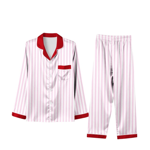 Ensemble de Pyjama Assorti Coupe Régulière Femmes Parent-Enfant Ensemble Mode Ample Décontracté Manches Longues Haut Vêtements de Maison Pyjamas Ensemble Deux Pièces