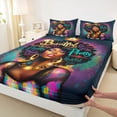 thumbnail image 4 of Castle Fairy Black Woman Graffiti King Sheets 4pcs,Abstract WatercolorBedding,Teal Gold,1 Fitted Sheet, 1 Flat Sheet and 2 Pillowcases, 4 of 6