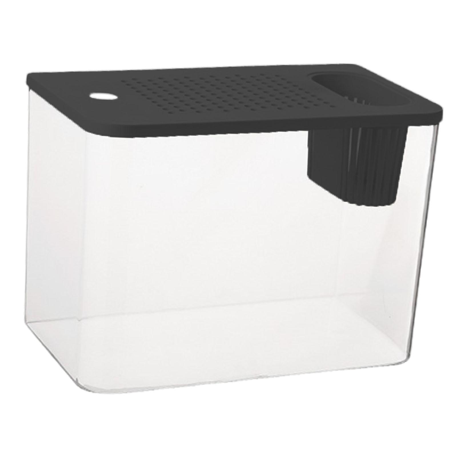 EHJRE Reptile Terrarium Tank Aquarium Clear Habitat Cage Transparent Feeding Box Sturdy Pp Build Suitable for Fish Keeping Reptile Caring Desktop Placement Black Lid
