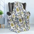 thumbnail image 4 of Garden Soft Flannel Fleece Throw Blanket, Romantic Peony Hydrangea and Blue Violet Blossoms in Sketch Art Style, Cozy Plush for Indoor and Outdoor Use, 60" x 80", Dark Grey Yellow, by Ambesonne, 4 of 5