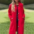 thumbnail image 4 of JGGSPWM Women's Elegant Pea Coat Single Breasted Winter Overcoat with Pockets Big Lapel Open Front Long Jacket Red 4XL, 4 of 8