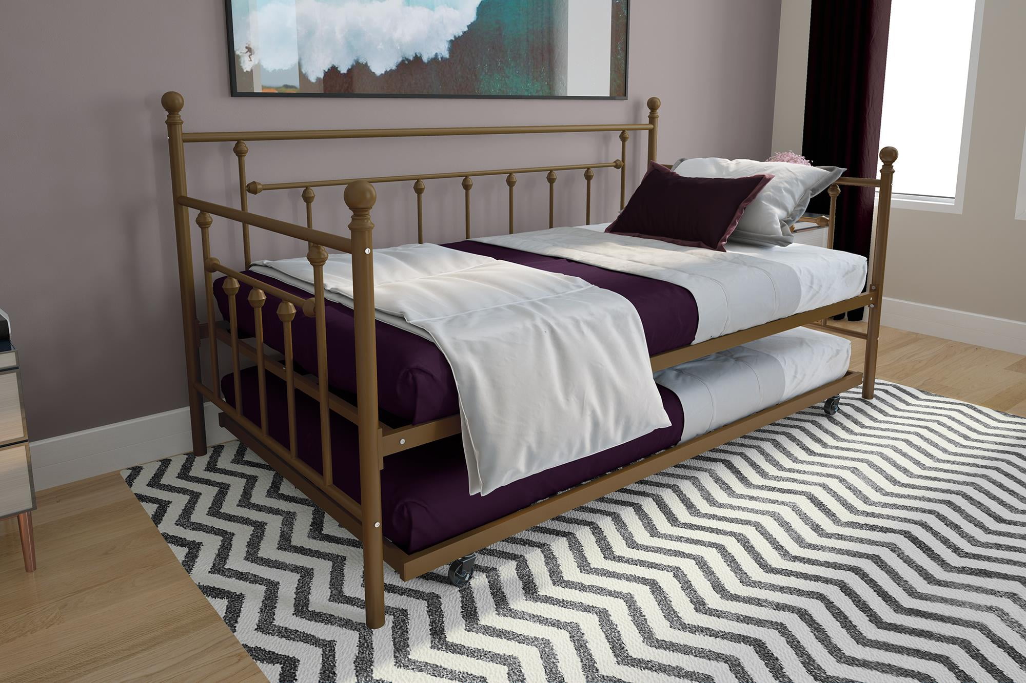 DHP Manila Metal Daybed and Trundle, Twin/Twin Size, Gold
