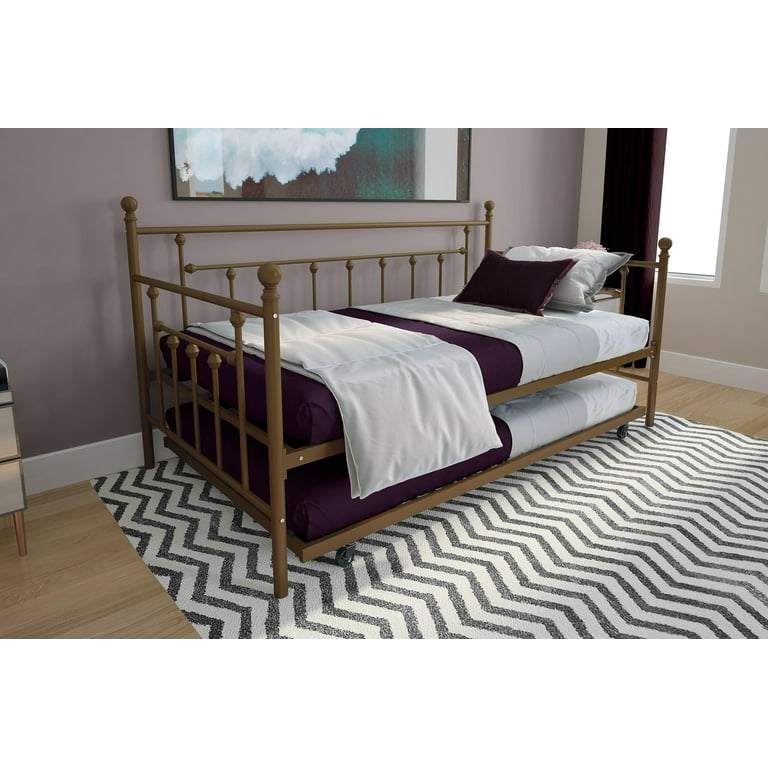 DHP Manila Metal Daybed Trundle, Twin/Twin Size, and Gold