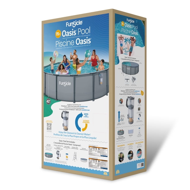 Funsicle 15ft x 42in Oasis Pool, Metal Frame Set Above Ground