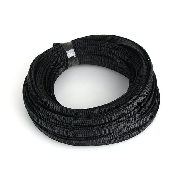 Funda de cable trenzado de nailon PET, negra, 6 mm, expandible, para telar de cables trenzados Funda de cable trenzado, cubierta protectora de nailon diseñada para profesionales