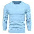 thumbnail image 3 of Iugvhana Mens Solid Color Crewneck Sweater Casual Base Knit Pullover Sweater Drop Shoulder Fashion Knitted Sweaters Light Blue S, 3 of 4