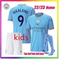 thumbnail image 2 of Manchester City kids kit 2022-23 Home Traje HAALAND Jersey, 2 of 4