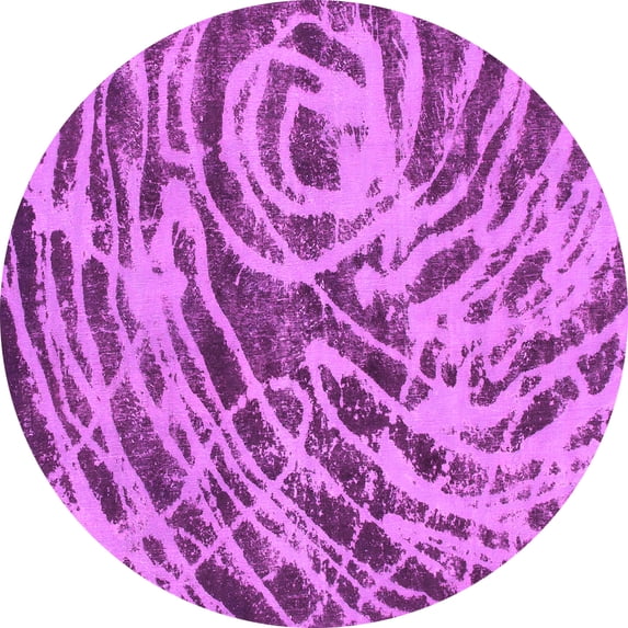 Ahgly Company Indoor Round Abstract Pink Modern Area Rugs, 7' Round