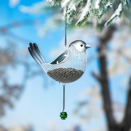 Woodland Storybook Bird Feeder, Metal Hanging Bird Feeder, Snow Bird, 13"H