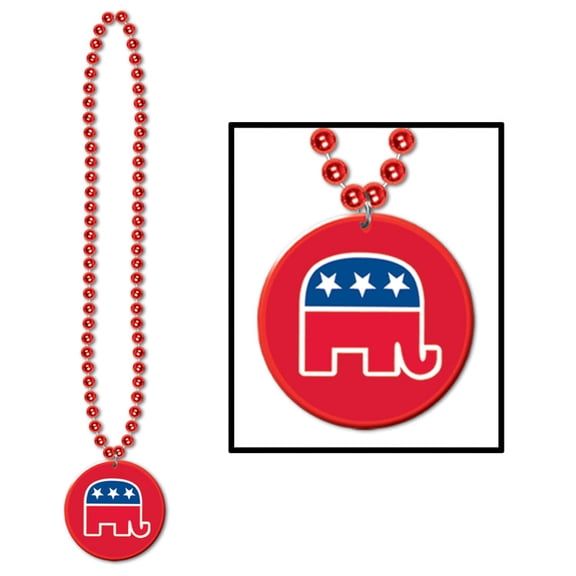Beads w/Republican Medallion, 33", (4/Pkg)