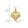 thumbnail image 2 of 11mm 10k Solid Yellow Gold Polished and Satin Sparkle-Cut 3-d Puffed Love Heart Pendant Necklace Pendant for Women, 2 of 2