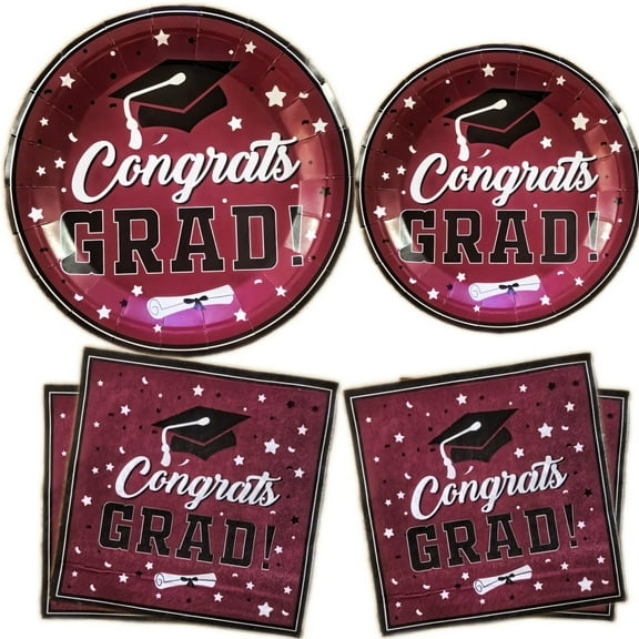 20 Guests Graduation Party Plates Napkins Supplies Set Congrats Grad Class of 2025 Disposable Dinnerware Tbeleware Grad Party Decoration Favors