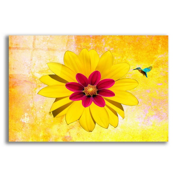 Epic Art 'Flower and Bird' by Ata Alishahi, Acrylic Glass Wall Art, 24"x16"