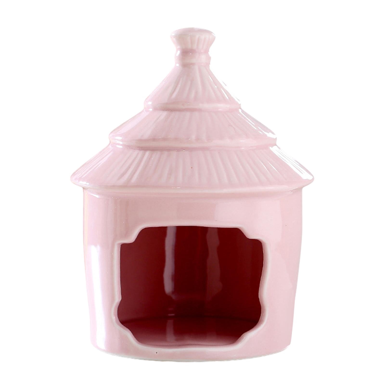 perfeclan Hamster Hideout House, Hamster Habitats, Ceramic Indoor Mini Cave, Habitat Decorations for Chinchilla Other Small Pet Squirrel Pink