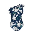 thumbnail image 5 of Wukai Cute Rabbit Chic One Shoulder Swimwear with Ruffle Design and Tummy Control Skirt: Fashionable, Supportive, Comfortable for Beach-Large, 5 of 7