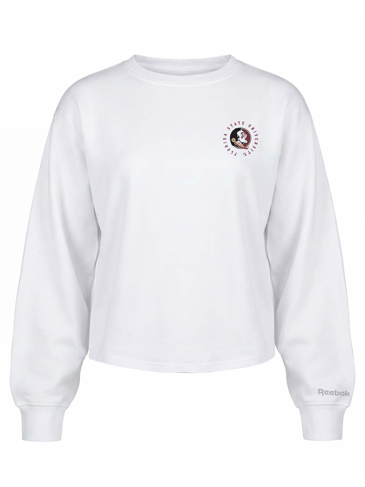 Florida State Seminoles Reebok Womens White Heavyweight Cotton Long Sleeve Pullover