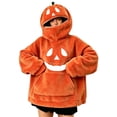 thumbnail image 4 of Women's Halloween Oversized Pumpkin Hoodie Fuzzy Fleece Pullover Sweatshirt Funny Jack O Lantern Face Full Zip Up Cosplay Costume Sweater with Pocket, 4 of 6