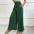 thumbnail image 5 of Audhol Gaucho Pants for Women, Women's Textured Elastic High Waisted Wide Leg Pants with Flared Design Simple and Elegant Temperament Commuting Casual Pants Womens Culottes Blackish Green M, 5 of 9