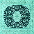 thumbnail image 1 of Ahgly Company Indoor Square Medallion Turquoise Blue Traditional Area Rugs, 4' Square, 1 of 4
