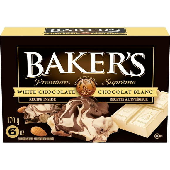 Barre de chocolat blanc 100 % pur Baker’s Suprême pour la cuisson 170g