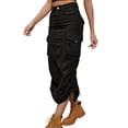 thumbnail image 5 of Coduop Women Denim Cargo Skirts Casual High Waist Drawstring Long Jean Skirts,with Flap Pockets, 5 of 6