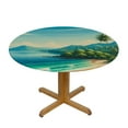 thumbnail image 3 of PIKWEEK Summer Beach Theme Palm Tree Tropical Sandy Sea Ocean Vocation Natural Plant Round Tablecloth Great for Home Kitchen/Parties/Holiday Dinner White, 3 of 8