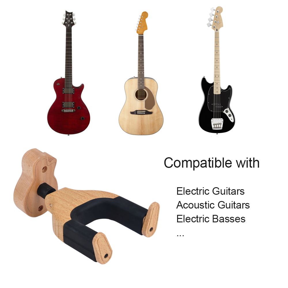 Basse Lot De 4 Support Mural Pour Guitare Crochets Bois De Feuillu Maison Latelier Pour Guitare Acoustique Guitare Classique Ukulele Facile A Installer Guitare Electrique Pieds Et Pupitres Instruments De Musique