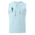 thumbnail image 3 of YOTMKGDO Tank Tops Men, Mens Sleeveless Tee Shirts, Male Spring and Summer Tops Casual Sports Sleeveless Top Vest Painting Fitness, Mens Pocket Tee Shirts, 2# Light Blue, M, 3 of 4