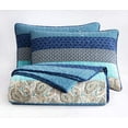thumbnail image 6 of Chezmoi Collection 3-Piece Coastal Paisley Cotton Striped Patchwork Quilt Reversible Lightweight Bedspread Set, Queen Size, 6 of 7