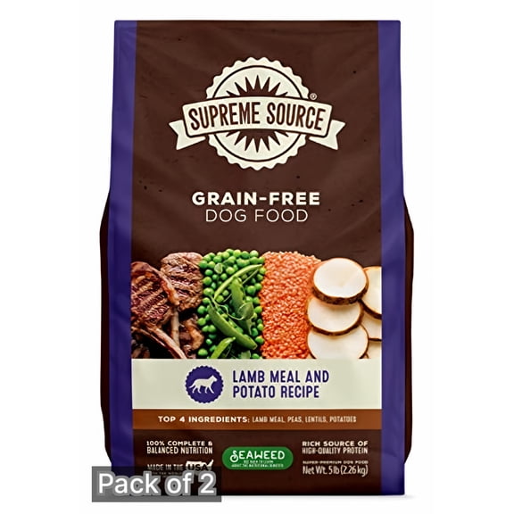 Supreme Source Grain Free Dry Dog Food, Lamb Meal & Potato Recipe, 5 Pound Bag (Pack of 2)
