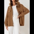thumbnail image 4 of Chaqueta Informal de Otoño para Mujer, de Larga, con Botones, Holgada y Ligera, con Bolsillos. Marrón XL, 4 of 8