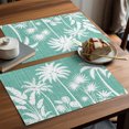 thumbnail image 4 of Teal Green Palm Trees Placemats Set of 6 Tropical Summer Botanical Place Mats Indoor Wipeable Table Mats Washable Cloth Dining Table Placemats for Kitchen Holiday Party Home Decor 13x19 Inch, 4 of 5