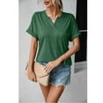 thumbnail image 5 of Bigersell Cute Summer Tops for Women Fashion Women Solid Slim Fit V-Neck Short Sleeve Casual T-Shirt Tops Big & Tall Lace Sweetheart Short Sleeve Tunic Tops Style B51642, Green M, 5 of 9
