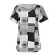 thumbnail image 1 of Gibobby Playera Corte clásico para MujerCamiseta manga corta con cuello en V y estampado a cuadros para mujer verano(Gris,CH), 1 of 5