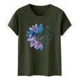 thumbnail image 5 of Outfmvch Women's T-shirts,Basic Tees for Women,Going Out Tops for Women,Sunflower T Shirt Plus Size Top Tops Girls Short Sleeve Graphic T Shirt,Western Shirts for Women,Blusas De Mujer Army Green L, 5 of 5