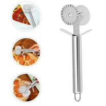 OUNONA Stainless Steel Pizza Cutter with Double Heads for Smooth Cutting in Kitchen Silver 7.5 inches