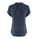 thumbnail image 5 of Camiseta para mujer,Blusa de algodón con cuello en V para mujer, manga corta, dobladillo abotonado, informal, para uso diario y en casa, sopatenor, 5 of 9