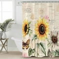 thumbnail image 5 of Vintage Sunflowers Shower Curtain, 36" x 72", Country Floral Pastoral Letter Background Waterproof Bathroom Curtain Washable Shower Curtain Set with 12 Hooks, 5 of 6