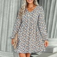 thumbnail image 4 of Vestido Floral Para Mujer, Vestido Floral Con Cuello En V Transpirable, Tela Suave Lavable A Máquina Para Vacaciones ANGGREK  HI1711, 4 of 6
