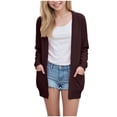 thumbnail image 1 of Girls Loose Pocket Knitted Cardigan Sweater Solid Color Casual Jacket, 1 of 7