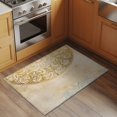 thumbnail image 2 of 2x3 Ft Entryway Area Rug, Golden Floral Kitchen Rug Runner Washable Floor Mat, Vintage Smear Abstract Art Non Slip Indoor Door Mat Throw Carpet for Bathroom Living Room Bedroom, 2 of 8