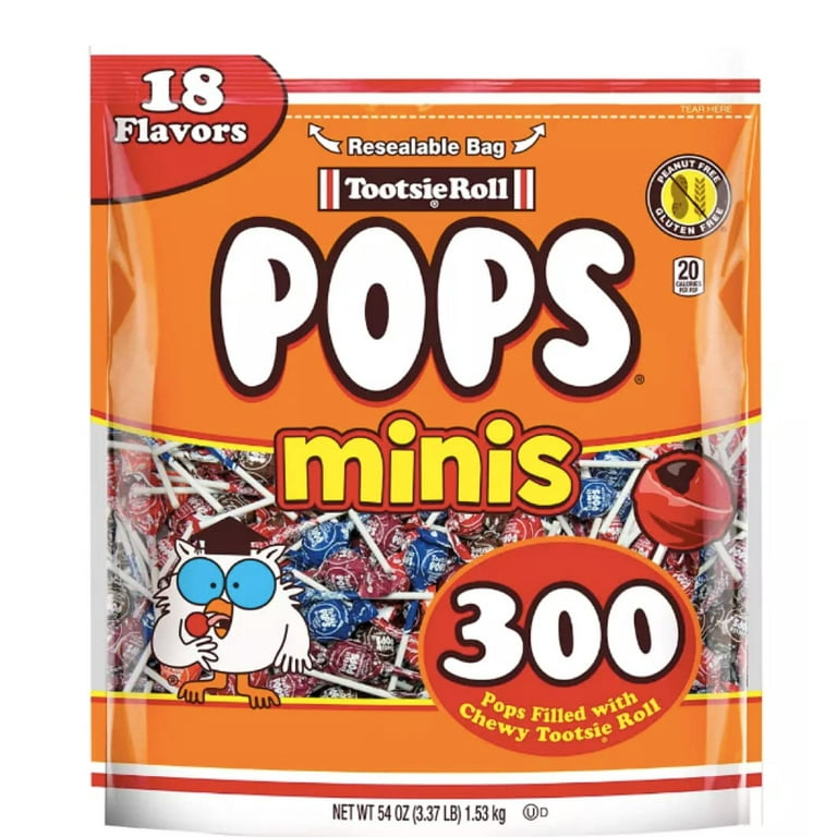 Tootsie Roll Charms Mini Pops, 18 Flavors, Individually Wrapped, Peanut  Free, Gluten Free, 300 Count, 1-Pack