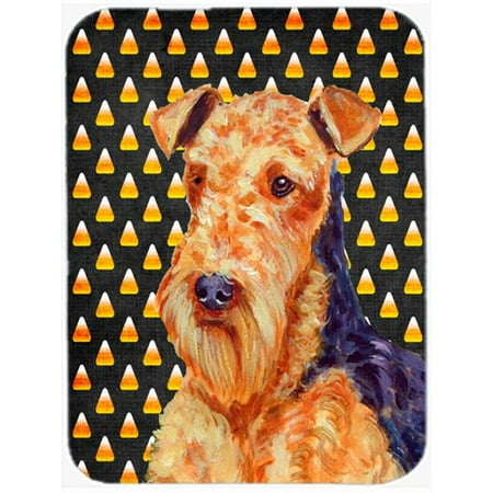 

Airedale Candy Corn Halloween Portrait Glass Cutting Board - Large