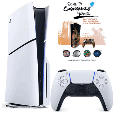 Sony PlayStation 5 Disc Console Slim Bundle with MightySkins Custom Skin Voucher – PS5 Video Game Console Bundle