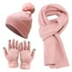 thumbnail image 1 of Conjunto de tres piezas de gorro, bufanda y guantes, cálido y aislante, gorro de punto grueso, 1 of 6