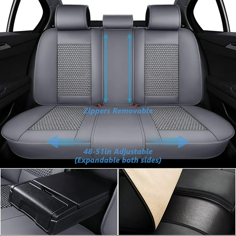 Coverado Seat Covers Full Set, 5 Seats Universal Seat Covers for Cars,  Breathable Faux Leather Car Seat Cushion, Car Seat Protector with Lumbar  Support, Waterproof Seat Covers Fit Most Vehicles, Gray