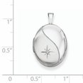 thumbnail image 3 of Sterling Silver Rhodium-Plated 19mm Diamond Polished/Satin Star Oval Locket (23.5 X 15.05) Made In Hong Kong qls512, 3 of 3