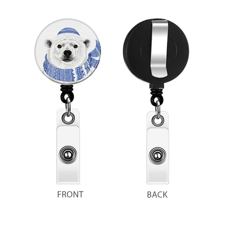 WIRESTER Retractable Badge Reels with Alligator Swivel Clip & Plastic Card  Holder Strap, Round ID Badge Holders for Students, Teachers, Office Workers  - Polar Bear 