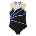 thumbnail image 5 of Manyakai Gymnastic Ballet Dance Outfit for Girls Sleeveless Metallic Leotard Bodysuit with Shorts Royal Blue 4, 5 of 7